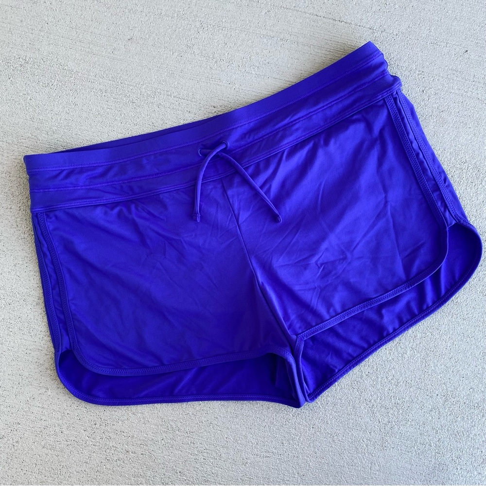 ATHLETA Women's Surge Swim Shorts Size Medium Royal Blue w/ Brief Drawstring - Picture 3 of 12